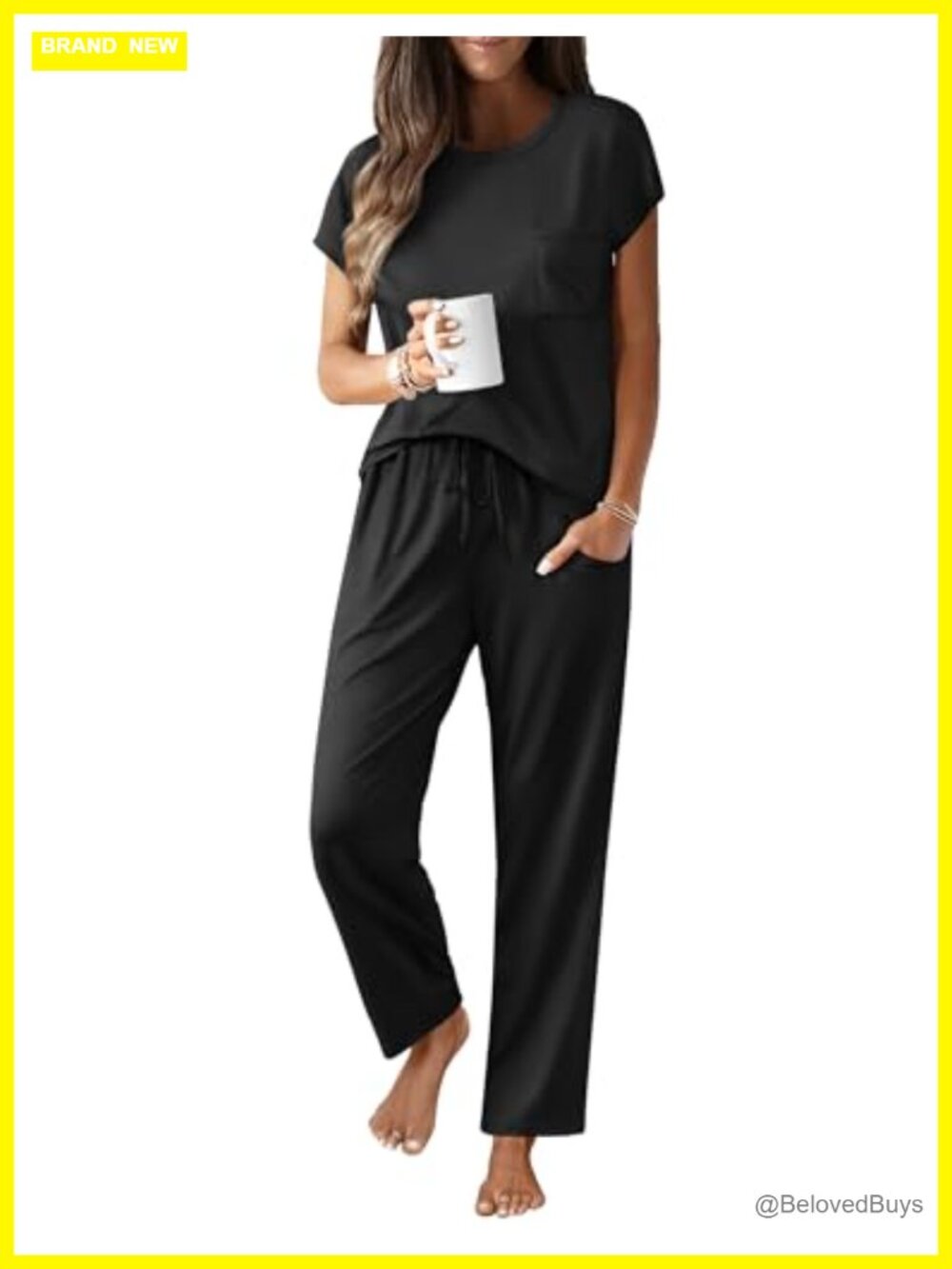 Ekouaer Women's 2-Piece Pajama Set Short Sleeve Lounge with Pockets